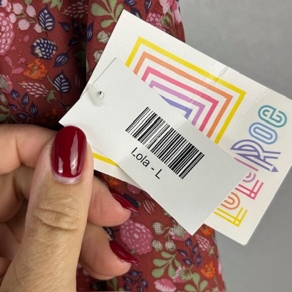 LuLaRoe Lola A-line Skirt Large 14/16 Elastic Waist Floral Brown Green Purple - Picture 5 of 7